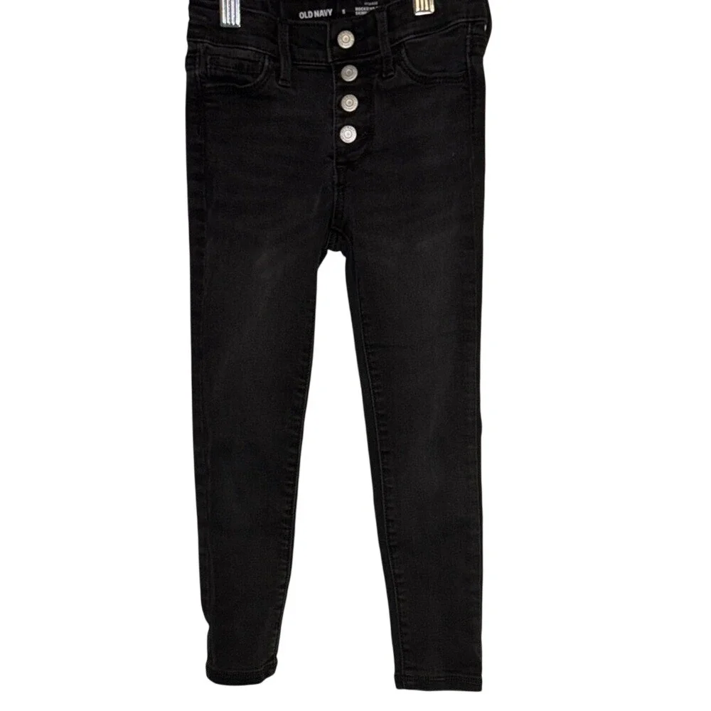 Old Navy Girls Rockstar Skinny Jeans Black High Rise Button Fly Size‎ 5